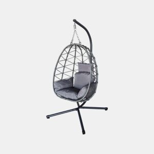 Cadeira Cosi para ovos em rotim - 99 x 92 x 194 cm - Cinzento