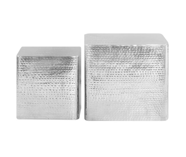 2 uds mesas de centro - mesas de café aluminio plateado