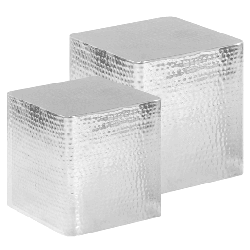 2pcs Mesas de Centro - Mesas baixas alumÃnio prateado 2pcs Mesas de Centro - Mesas baixas alumÃnio prateado