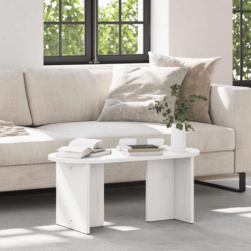Mesa de Centro, Mesa baixa, Branco 80 x 39,5 x 35 cm Madeira de pinho maciça Mesa de Centro, Mesa baixa, Branco 80 x 39,5 x 35 cm Madeira de pinho maciça