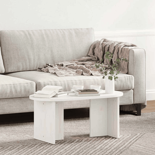Mesa de Centro, Mesa baixa, Branco 80 x 39,5 x 35 cm Madeira de pinho maciça Mesa de Centro, Mesa baixa, Branco 80 x 39,5 x 35 cm Madeira de pinho maciça