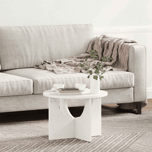 Mesa de Centro, Mesa baixa, Branco 50 x 50 x 35 cm Madeira de pinho maciça Mesa de Centro, Mesa baixa, Branco 50 x 50 x 35 cm Madeira de pinho maciça