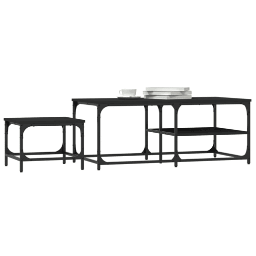 2 pcs Mesas de Centro - Mesas baixas de encastrar derivados de madeira preto 2 pcs Mesas de Centro - Mesas baixas de encastrar derivados de madeira preto