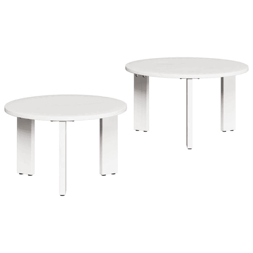 Conjunto de 2 Mesas de Centro, Mesas de Café Branco Madeira de pinho maciça Conjunto de 2 Mesas de Centro, Mesas de Café Branco Madeira de pinho maciça