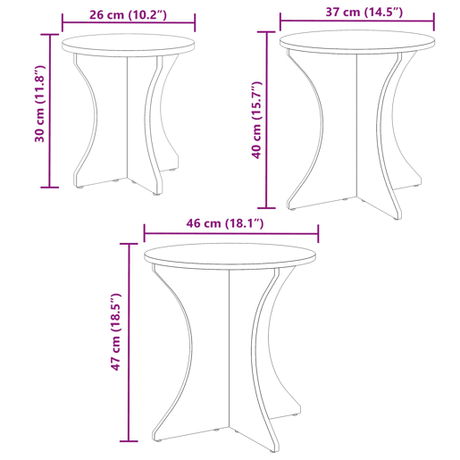3 pcs Mesas de Centro - Mesas baixas Branco 3 pcs Mesas de Centro - Mesas baixas Branco