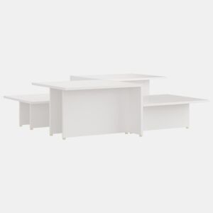 2 pcs Mesas de Centro - Mesas baixas 111,5x50x33 cm madeira processada branco