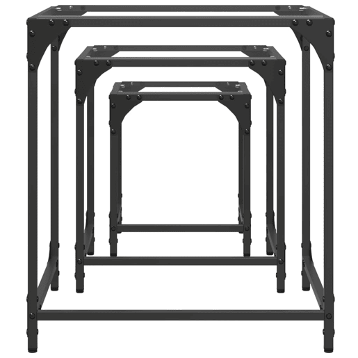 3 pcs Mesas de Centro - Mesas baixas encastrar c tampo vidro transparente aço 3 pcs Mesas de Centro - Mesas baixas encastrar c tampo vidro transparente aço