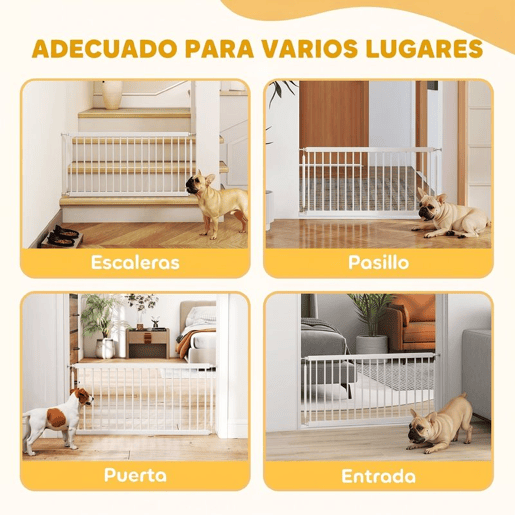 PawHut Barreira de Segurança Extensível para Cães Pequenos 67-93,5 cm, Altura 45 cm, para Portas e Escadas, Montagem por Pressão, 2 Extensões 714 cm, Branco