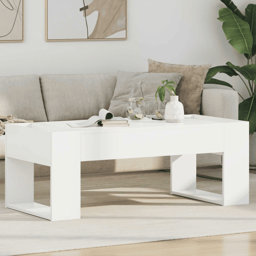 Mesa de Centro, Mesa baixa, Branco 110 x 50 x 41 cm Madeira processada