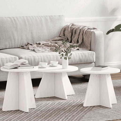 3 pcs Mesas de Centro - Mesas baixas Branco