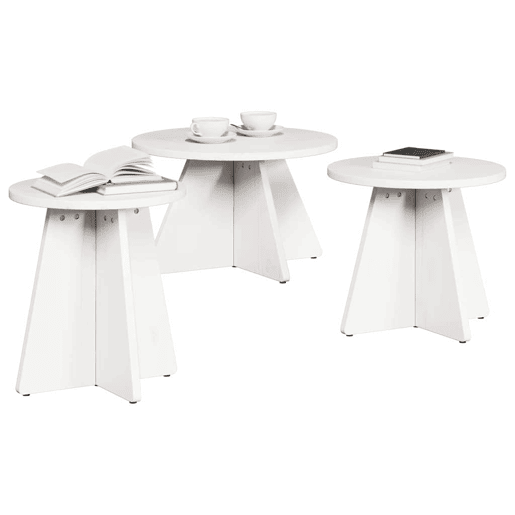 3 pcs Mesas de Centro - Mesas baixas Branco