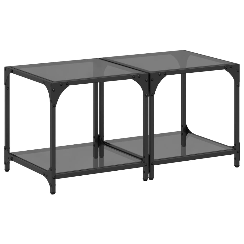 2 uds Mesas de Centro - Mesas de Café 40x40 Negro