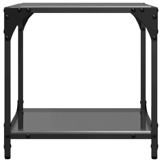 2pcs Mesas de centro, Mesas baixas c topo em vidro preto 40x40x40 cm aço 2pcs Mesas de centro, Mesas baixas c topo em vidro preto 40x40x40 cm aço