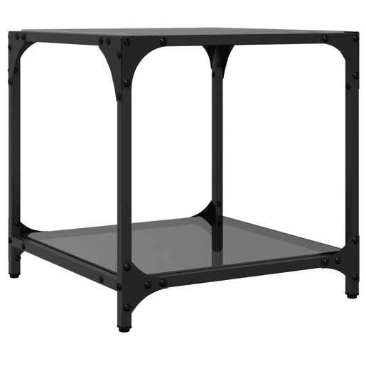 2pcs Mesas de centro, Mesas baixas c topo em vidro preto 40x40x40 cm aço 2pcs Mesas de centro, Mesas baixas c topo em vidro preto 40x40x40 cm aço
