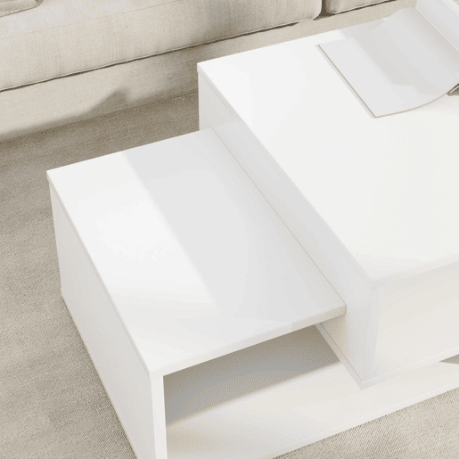 Mesa de Centro, Mesa baixa, Branco 105 x 50 x 32,5 cm Madeira processada Mesa de Centro, Mesa baixa, Branco 105 x 50 x 32,5 cm Madeira processada