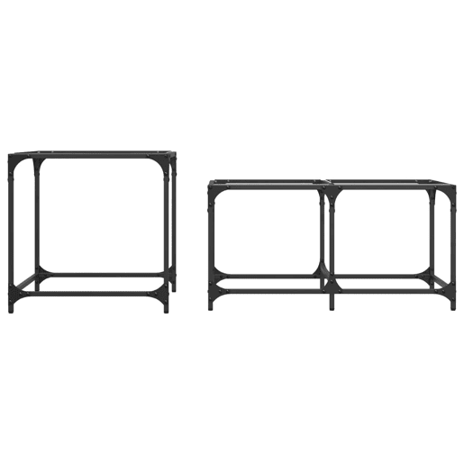2 pcs Mesas de Centro - Mesas baixas encastrar c tampo vidro transparente aço 2 pcs Mesas de Centro - Mesas baixas encastrar c tampo vidro transparente aço
