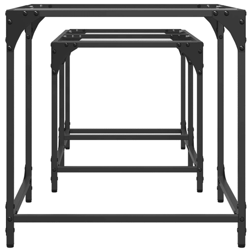 2 pcs Mesas de Centro - Mesas baixas encastrar c tampo vidro transparente aço 2 pcs Mesas de Centro - Mesas baixas encastrar c tampo vidro transparente aço