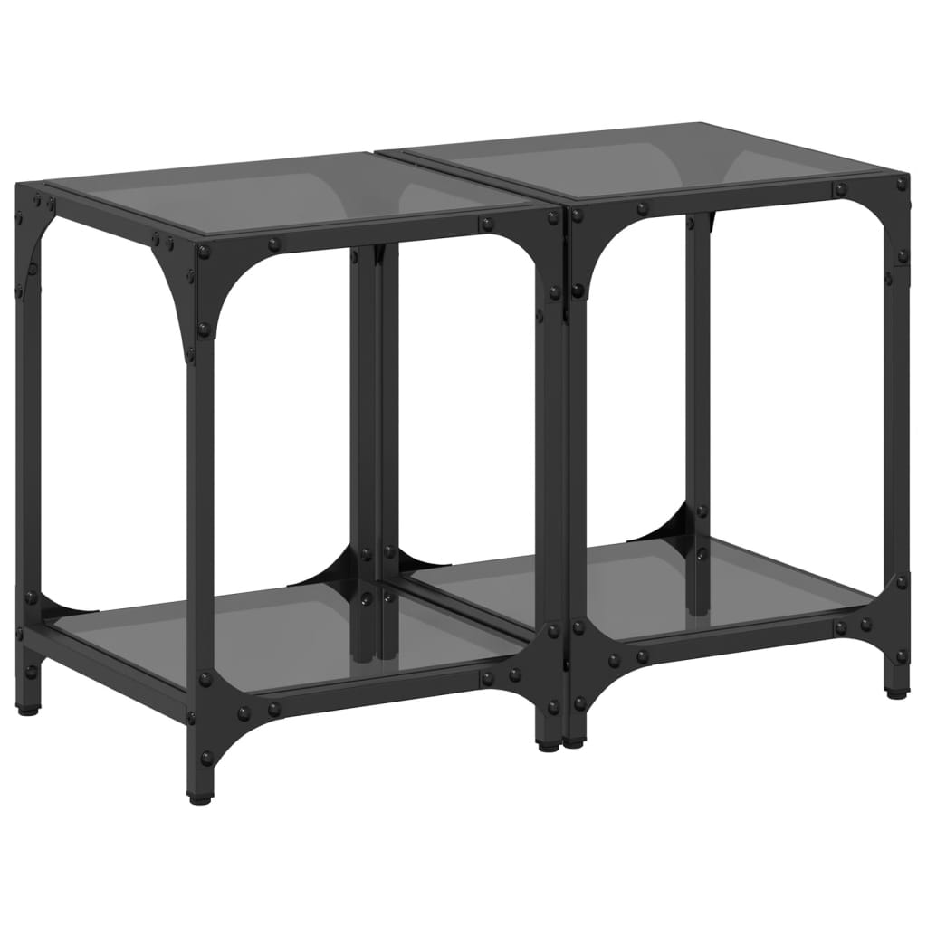 2 uds Mesas de Centro - Mesas de Café 30x30 Negro