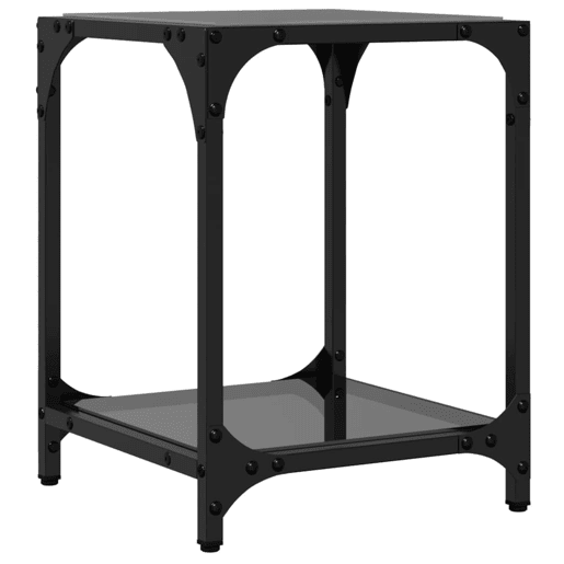 2pcs Mesas de centro, Mesas baixas c topo em vidro preto 30x30x40 cm aço 2pcs Mesas de centro, Mesas baixas c topo em vidro preto 30x30x40 cm aço