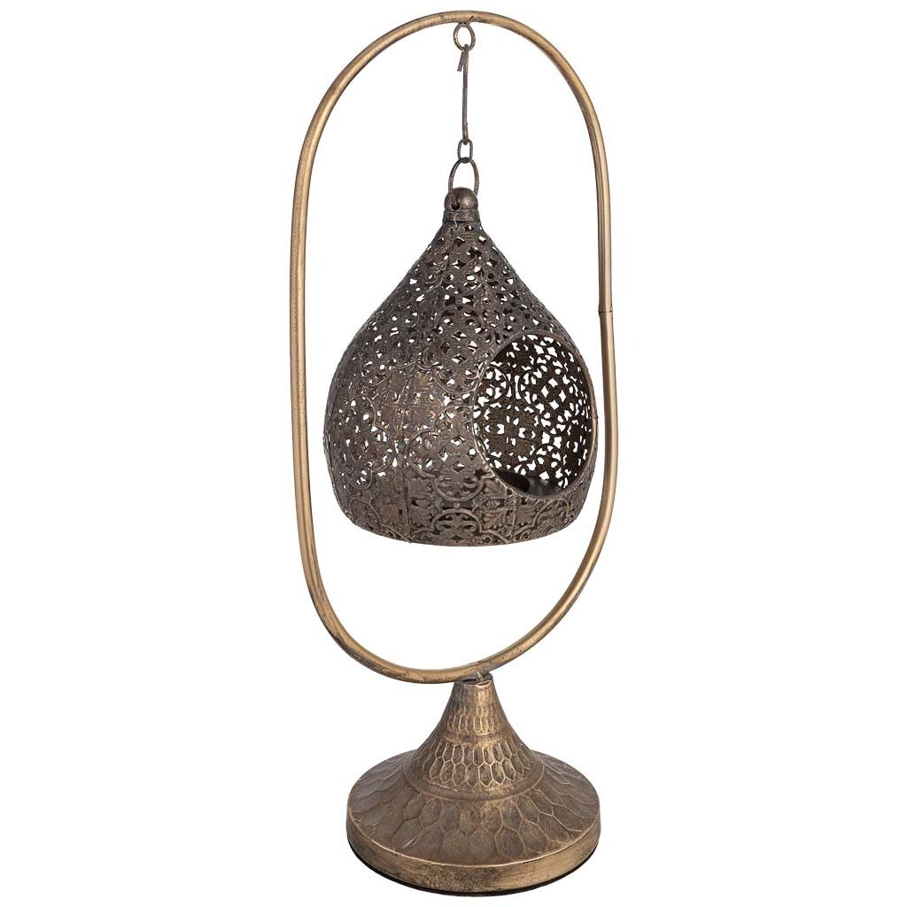 Portavelas de metal dorado 23x17x51 cm