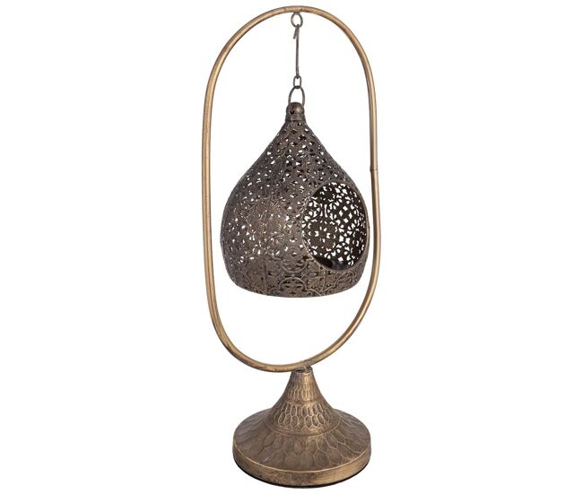 Portavelas de metal dorado 23x17x51 cm