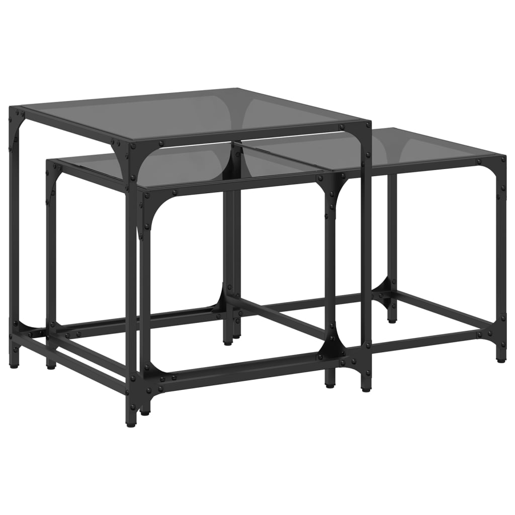 2 uds Mesas de Centro - Mesas de Café 50x50 Negro