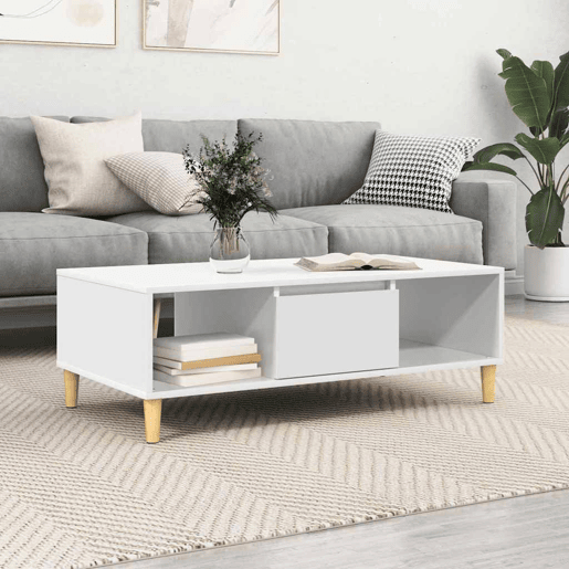 Mesa de Centro, Mesa baixa, Branco 102 x 55 x 35 cm Madeira processada