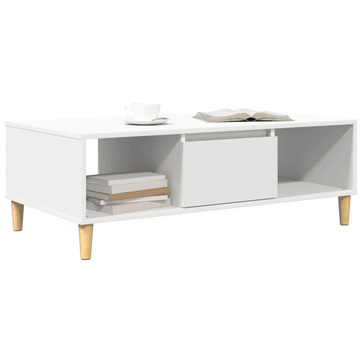 Mesa de Centro, Mesa baixa, Branco 102 x 55 x 35 cm Madeira processada