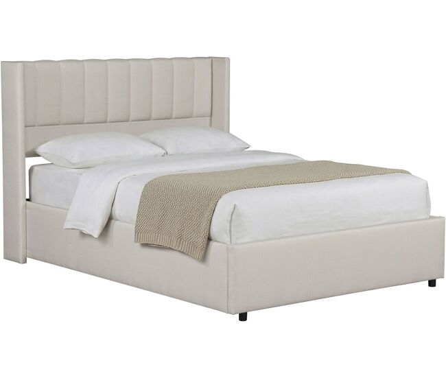 Cama doble de lino con cajón <> - 160 x 200 cm - beige