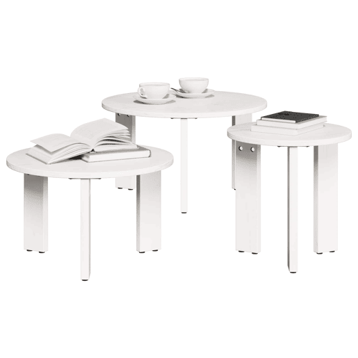 3 pcs Mesas de Centro - Mesas baixas Branco Madeira de pinho maciça