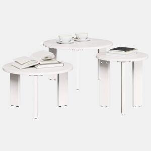 3 pcs Mesas de Centro - Mesas baixas Branco Madeira de pinho maciça