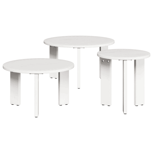 3 pcs Mesas de Centro - Mesas baixas Branco Madeira de pinho maciça