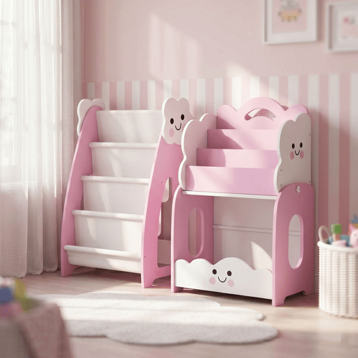 AIYAPLAY Estante Infantil 3 em 1 para Brinquedos, Organizador com Estante, Porta-Revistas e Mesa de Cabeceira, para Crianças dos 3 aos 8 anos u2013 Quarto e Sala de Brincar, 85,5x32x72 cm, Rosa AIYAPLAY Estante Infantil 3 em 1 para Brinquedos, Organizador com Estante, Porta-Revistas e Mesa de Cabeceira, para Crianças dos 3 aos 8 anos u2013 Quarto e Sala de Brincar, 85,5x32x72 cm, Rosa