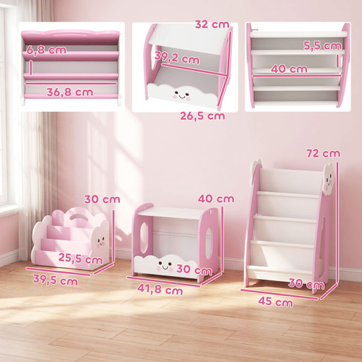 AIYAPLAY Estante Infantil 3 em 1 para Brinquedos, Organizador com Estante, Porta-Revistas e Mesa de Cabeceira, para Crianças dos 3 aos 8 anos u2013 Quarto e Sala de Brincar, 85,5x32x72 cm, Rosa AIYAPLAY Estante Infantil 3 em 1 para Brinquedos, Organizador com Estante, Porta-Revistas e Mesa de Cabeceira, para Crianças dos 3 aos 8 anos u2013 Quarto e Sala de Brincar, 85,5x32x72 cm, Rosa