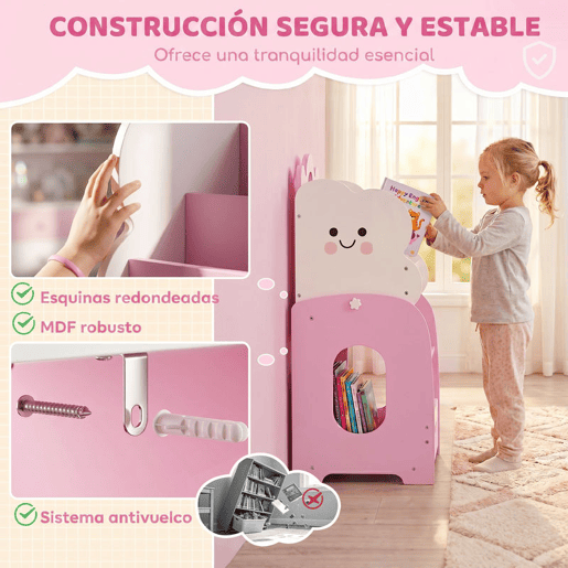 AIYAPLAY Estante Infantil 3 em 1 para Brinquedos, Organizador com Estante, Porta-Revistas e Mesa de Cabeceira, para Crianças dos 3 aos 8 anos u2013 Quarto e Sala de Brincar, 85,5x32x72 cm, Rosa AIYAPLAY Estante Infantil 3 em 1 para Brinquedos, Organizador com Estante, Porta-Revistas e Mesa de Cabeceira, para Crianças dos 3 aos 8 anos u2013 Quarto e Sala de Brincar, 85,5x32x72 cm, Rosa