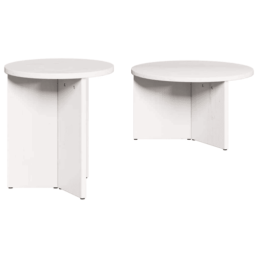 Conjunto de 2 Mesas de Centro, Mesas de Café Branco Madeira de pinho maciça Conjunto de 2 Mesas de Centro, Mesas de Café Branco Madeira de pinho maciça