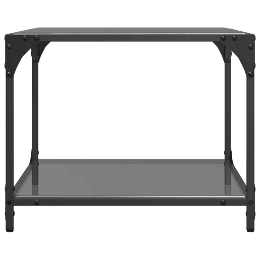 2pcs Mesas de centro, Mesas baixas c topo em vidro preto 50x50x40 cm aço 2pcs Mesas de centro, Mesas baixas c topo em vidro preto 50x50x40 cm aço