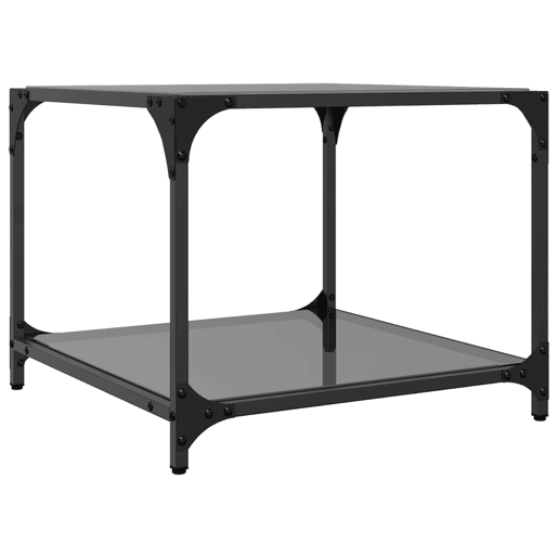 2pcs Mesas de centro, Mesas baixas c topo em vidro preto 50x50x40 cm aço 2pcs Mesas de centro, Mesas baixas c topo em vidro preto 50x50x40 cm aço
