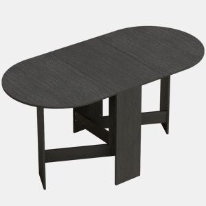 HOMCOM Mesa Dobrável de Jantar Mesa de Cozinha Dobrável Oval 163x80x75 cm com Alas Rebatíveis Até 6 Pessoas para Sala de Jantar Sala de Estar Espaços Pequenos Preto