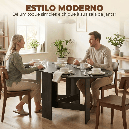 HOMCOM Mesa Dobrável de Jantar Mesa de Cozinha Dobrável Oval 163x80x75 cm com Alas Rebatíveis Até 6 Pessoas para Sala de Jantar Sala de Estar Espaços Pequenos Preto HOMCOM Mesa Dobrável de Jantar Mesa de Cozinha Dobrável Oval 163x80x75 cm com Alas Rebatíveis Até 6 Pessoas para Sala de Jantar Sala de Estar Espaços Pequenos Preto