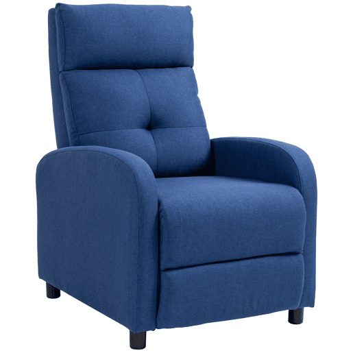 Poltrona reclinável manual, sofá individual com reclinação até 155º, capacidade de carga de 150 kg, azul