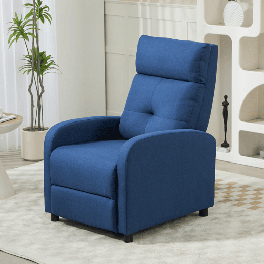 Poltrona reclinável manual, sofá individual com reclinação até 155º, capacidade de carga de 150 kg, azul