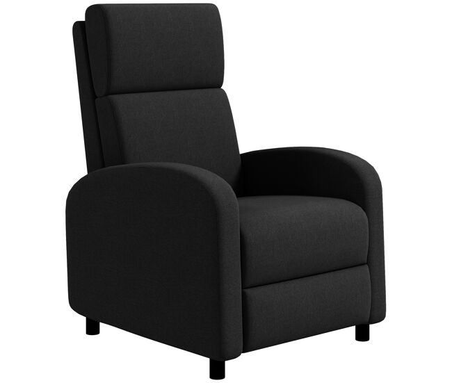 Sillón relax reclinable hasta 160° sofá reclinable moderno con reposapiés soporta hasta 120 kg 64x86x102 cm negro