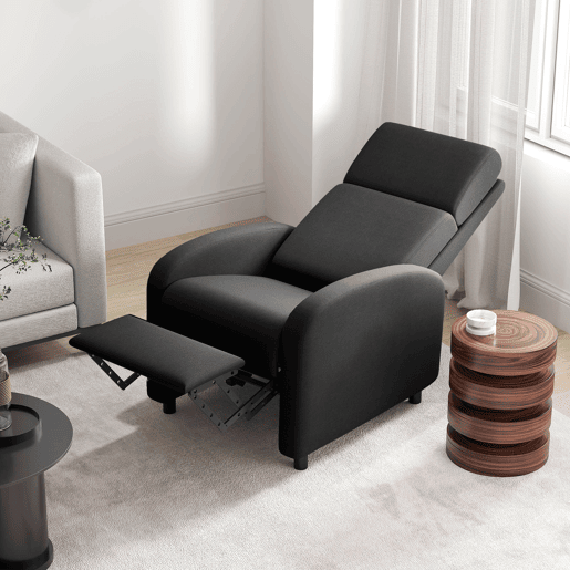Poltrona reclinável moderna com apoio para os pés, inclinação de até 160°, suporta até 120 kg, 64x86x102 cm, preta. Poltrona reclinável moderna com apoio para os pés, inclinação de até 160°, suporta até 120 kg, 64x86x102 cm, preta.