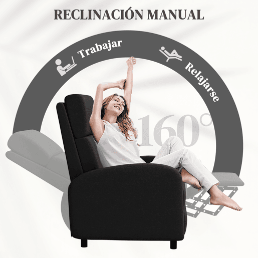 Poltrona reclinável moderna com apoio para os pés, inclinação de até 160°, suporta até 120 kg, 64x86x102 cm, preta. Poltrona reclinável moderna com apoio para os pés, inclinação de até 160°, suporta até 120 kg, 64x86x102 cm, preta.