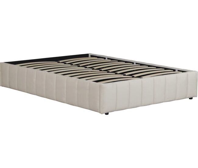 Cama doble de terciopelo con cajón y somier <> - beige - 160 x 200 cm