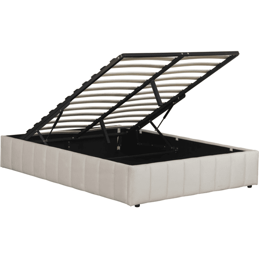 Cama de casal em veludo com baú e base > - Bege - 160 x 200 cm Cama de casal em veludo com baú e base > - Bege - 160 x 200 cm