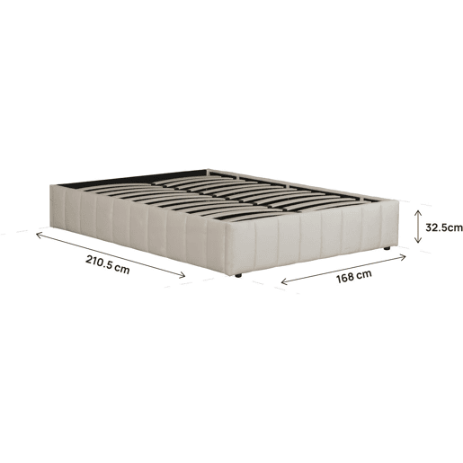 Cama de casal em veludo com baú e base > - Bege - 160 x 200 cm Cama de casal em veludo com baú e base > - Bege - 160 x 200 cm