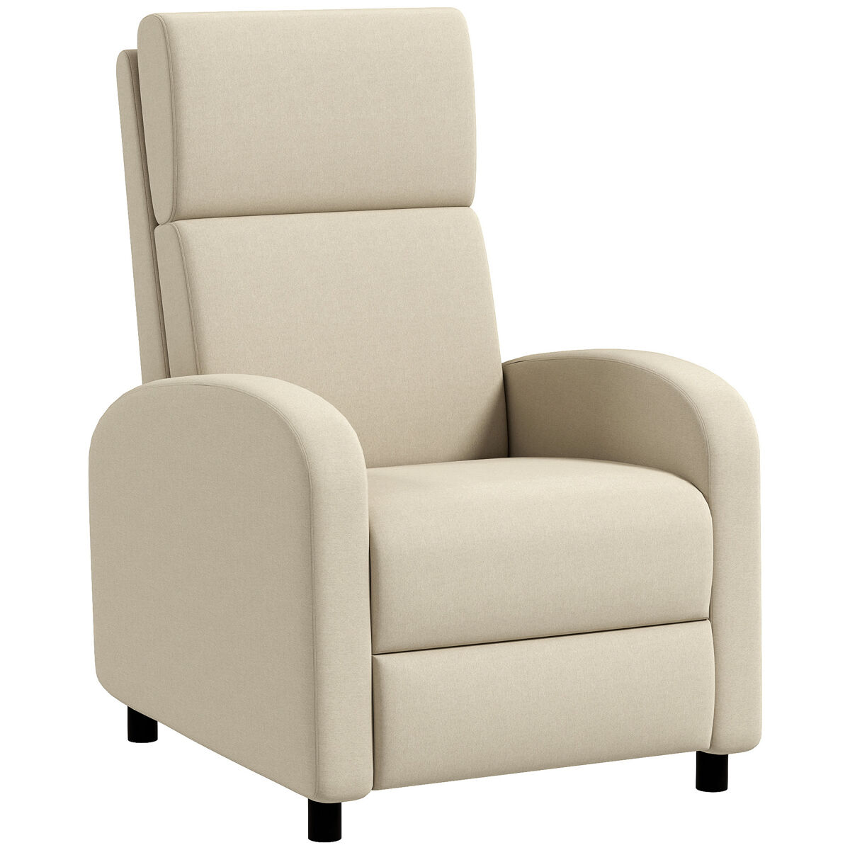 Sillón relax reclinable hasta 160° sofá reclinable moderno con reposapiés soporta hasta 120 kg 64x86x102 cm crema