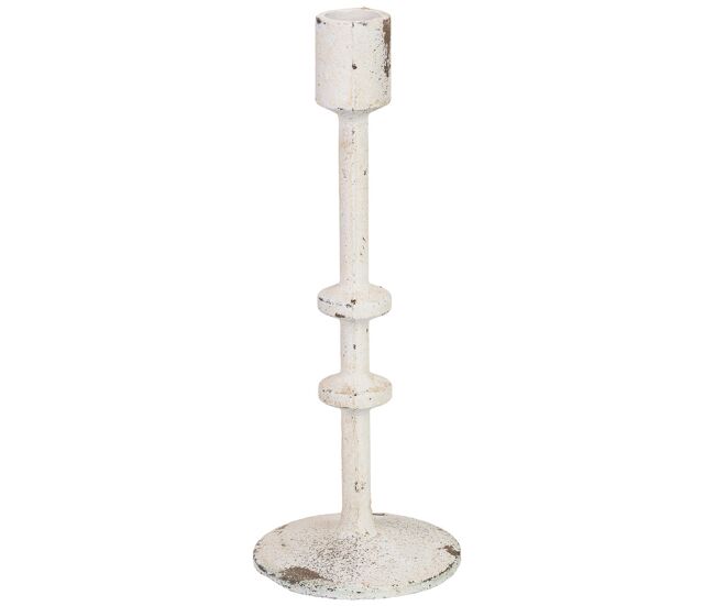 Candelabro de metal blanco 9x9x23 cm